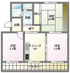 フォレスト1 3DKの間取図画像