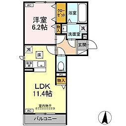D-Hills中田町 1LDKの間取図画像