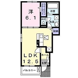 アンビシャスB 1LDKの間取図画像