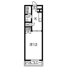 Large1 1Kの間取図画像