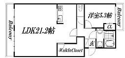 キーミハイツB 1LDKの間取図画像