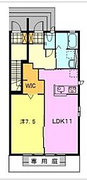 グランディールD 1LDKの間取図画像