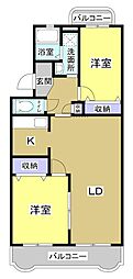 グリュック 2LDKの間取図画像