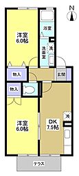 プレンティ 2DKの間取図画像