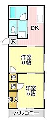 コーポ中村 2DKの間取図画像