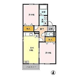 ヴィラモンターニュ 2DKの間取図画像