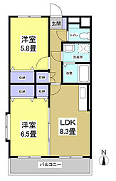 アメニティーベル2 2LDKの間取図画像