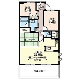 グリーンコート広沢 2LDKの間取図画像