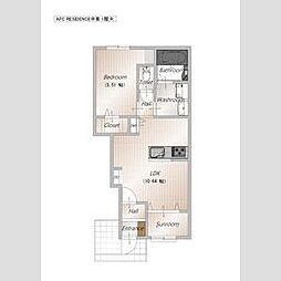 AFC RESIDENCE 中泉 1LDKの間取図画像