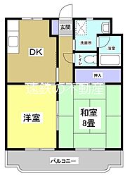 マンションカズ 2DKの間取図画像