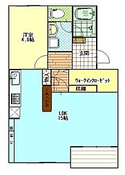 ハイツテクトピア掛川2 1LDKの間取図画像