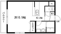 グランストーク篠ケ瀬 1Kの間取図画像