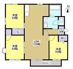フレグランスタウン23号 3LDKの間取図画像