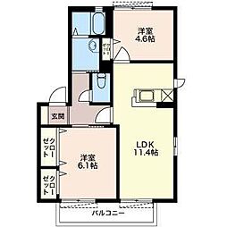 クレメントD 2LDKの間取図画像