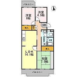 ソシア・おおはし 3LDKの間取図画像