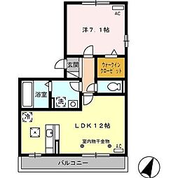 グランドソレイユ 1LDKの間取図画像