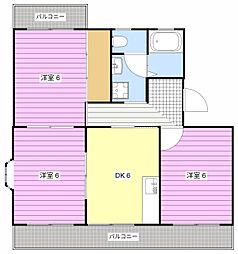 アルテハイムK 3DKの間取図画像