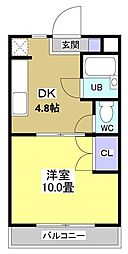 ローランギャロス 1DKの間取図画像