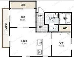 リバティーベルB 2LDKの間取図画像