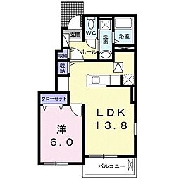 ティアレ 1LDKの間取図画像
