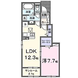リーブルII 1LDKの間取図画像