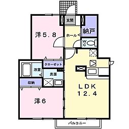 エスポアール 2LDKの間取図画像