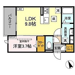 D-Hills小池 1LDKの間取図画像