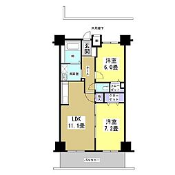 セントラルコート21 2LDKの間取図画像