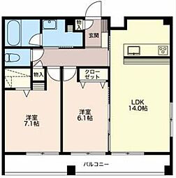 L'albadiprimo 2LDKの間取図画像