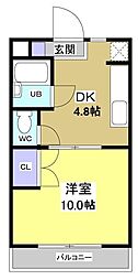 ローランギャロス 1DKの間取図画像