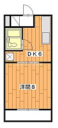 サンライズハチマン 1DKの間取図画像