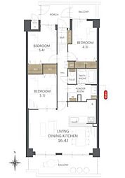サーパス島崎 3LDKの間取図画像