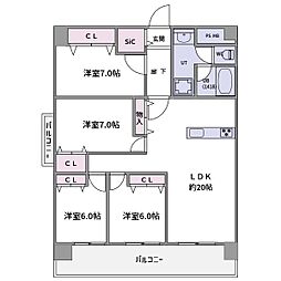 サンメゾン与力 4LDKの間取図画像