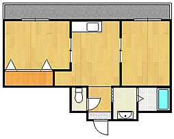 近鉄奈良線 石切駅 徒歩17分の賃貸マンション 1階2DKの間取り