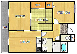 レクシア野崎 3DKの間取図画像