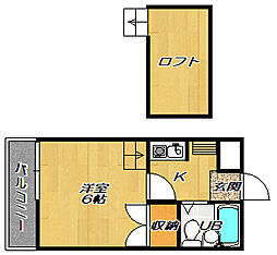 野崎KS 1Kの間取図画像