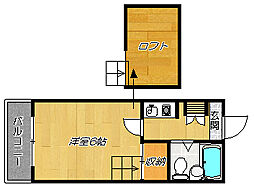 野崎KS 1Kの間取図画像