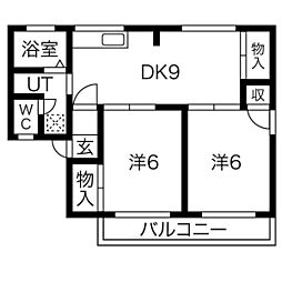 メゾンシャルマン 2LDKの間取図画像