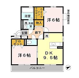 フォンテーヌーブロー 2DKの間取図画像