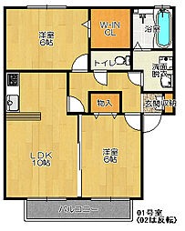 JR片町線(学研都市線) 忍ケ丘駅 徒歩7分の賃貸アパート 2階2LDKの間取り