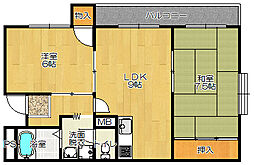 シェモア忍ケ丘 2LDKの間取図画像