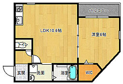 JR片町線(学研都市線) 野崎駅 徒歩1分の賃貸アパート 3階1LDKの間取り