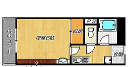 金・吉・近ケイキュービック 1Kの間取図画像