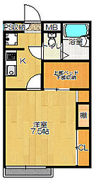 レオパレス夢2番館 1Kの間取図画像
