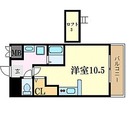 金屋町グランデ ワンルームの間取図画像