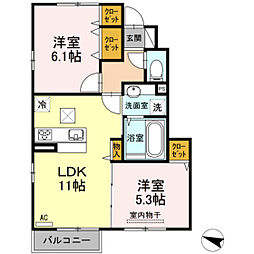 パイン　コート 1階2LDKの間取り