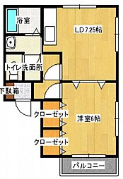 ツーユー洋光台 1階1DKの間取り