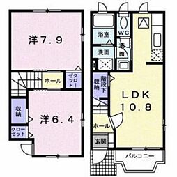 ミニヨンメゾン 1階2LDKの間取り