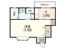 BLUE HOUSE青崎 1階1Kの間取り