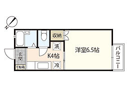 セフィラ田村 2階1Kの間取り